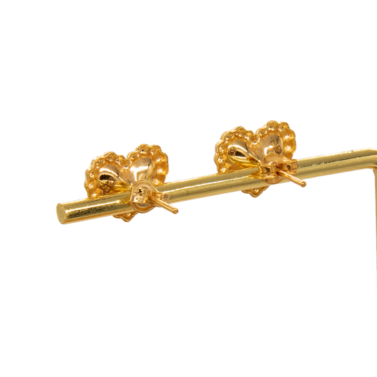Gold 18KT Textured Heart Stud Earrings