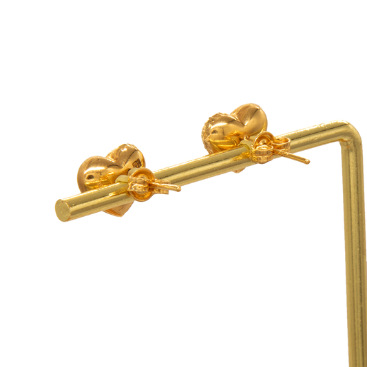 Gold 18KT Dual-Finish Heart Stud Earrings