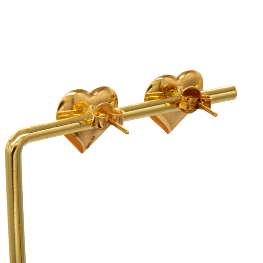 Gold 18KT Heart Flower Stud Earrings