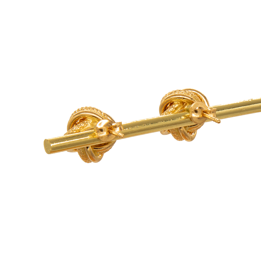 Gold 18KT Textured Knot Stud Earrings