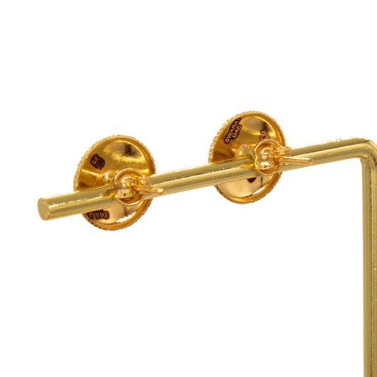 Gold 18KT Starburst Textured Stud Earrings