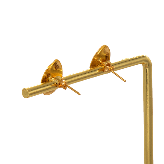 Gold 18KT Polished Heart Drop Stud Earrings