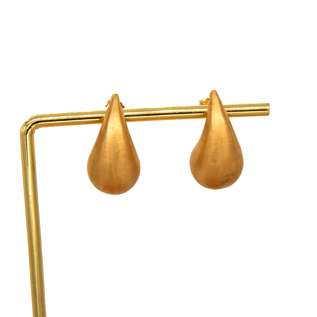 Gold 18KT Matte Finish Drop Earrings