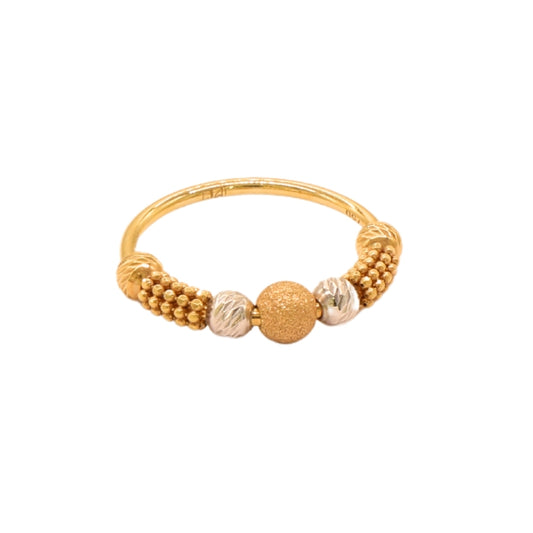 Gold 18KT Dual Tone Beaded Ring