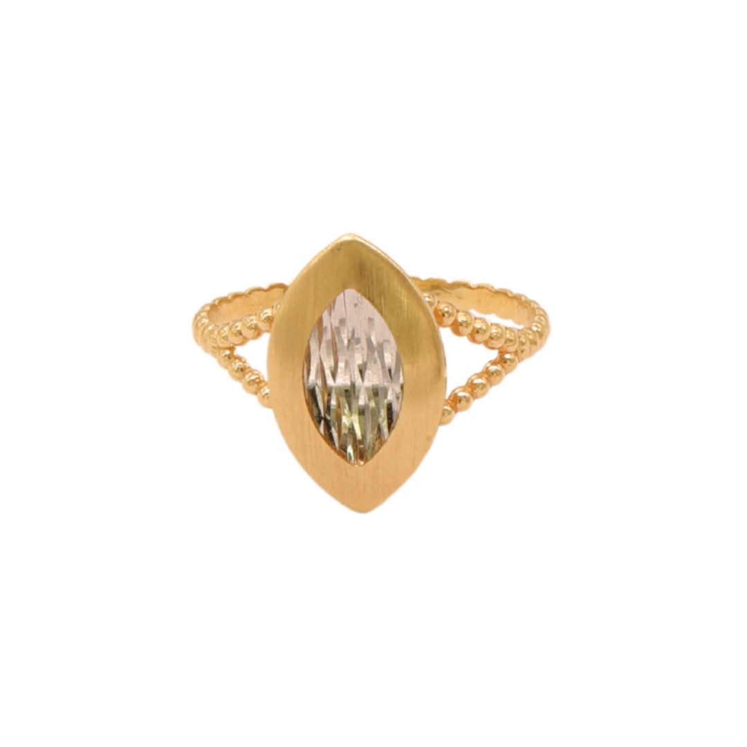 Gold 18KT Marquise Textured Ring