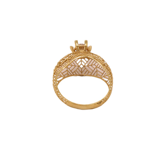 Gold 18KT Solitaire Net Design Ring