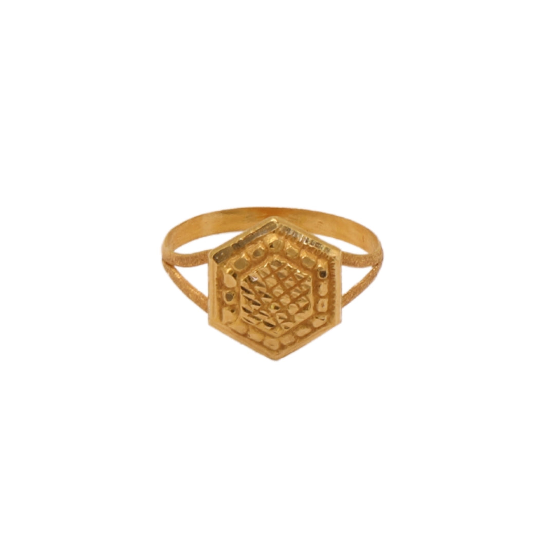 Gold 18KT Hexagonal Textured Design Ring