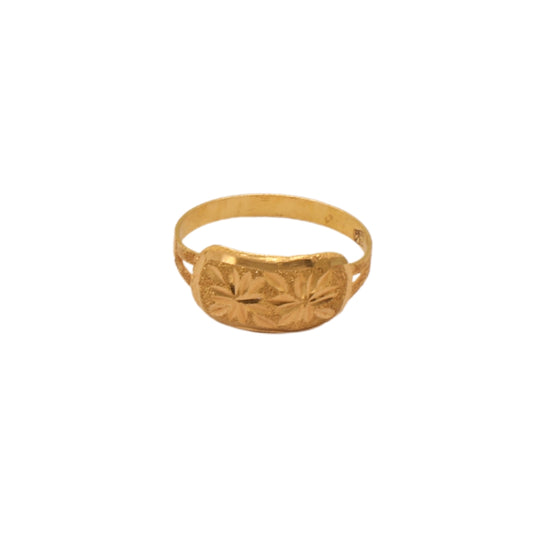 Gold 18KT Leaf Engraved Design Ring