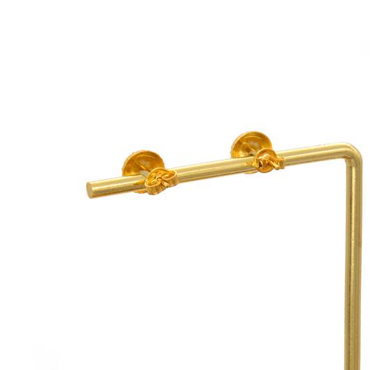 Gold 18KT Textured Round Ball Stud Earrings