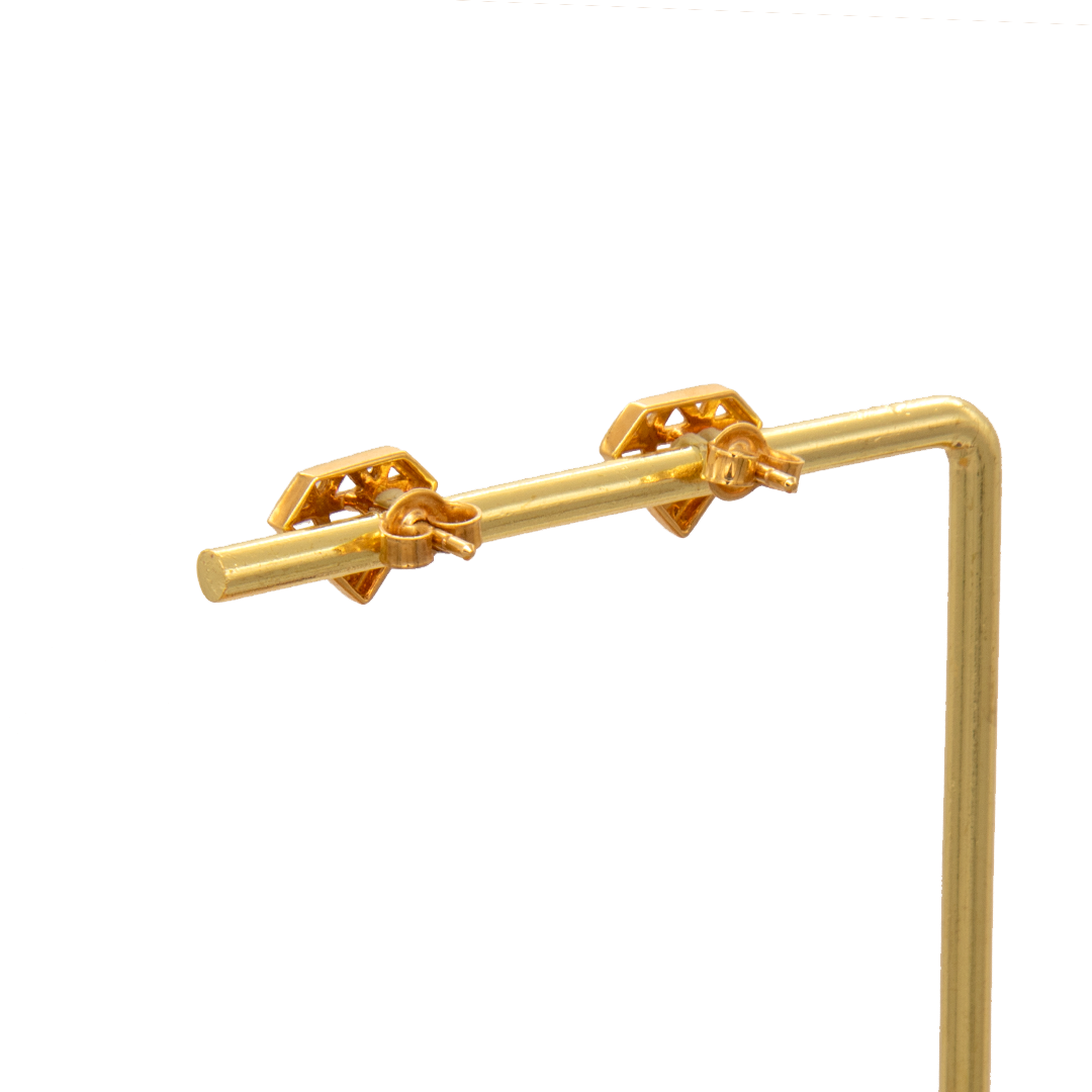 Gold 18KT Diamond Shaped Earrings