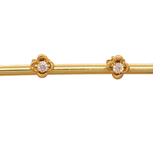 Gold 18KT Floral Diamond Stud Earrings