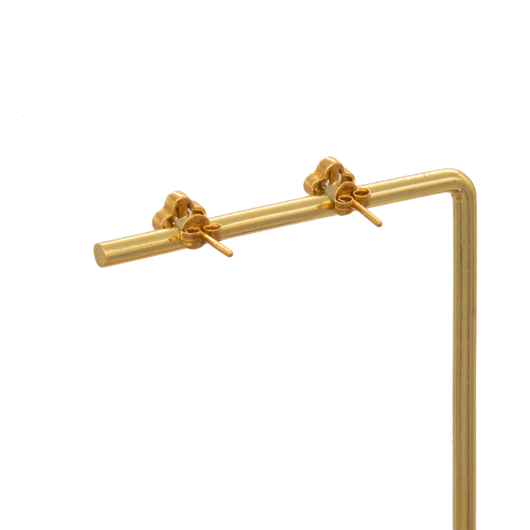 Gold 18KT Floral Diamond Stud Earrings