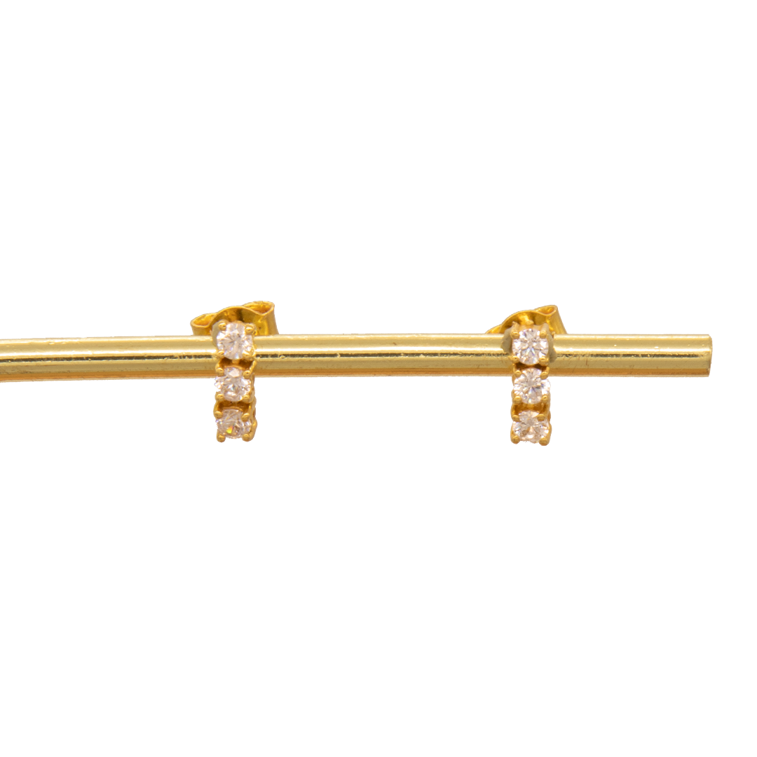 Gold 18KT Vertical Diamond Stud Earrings