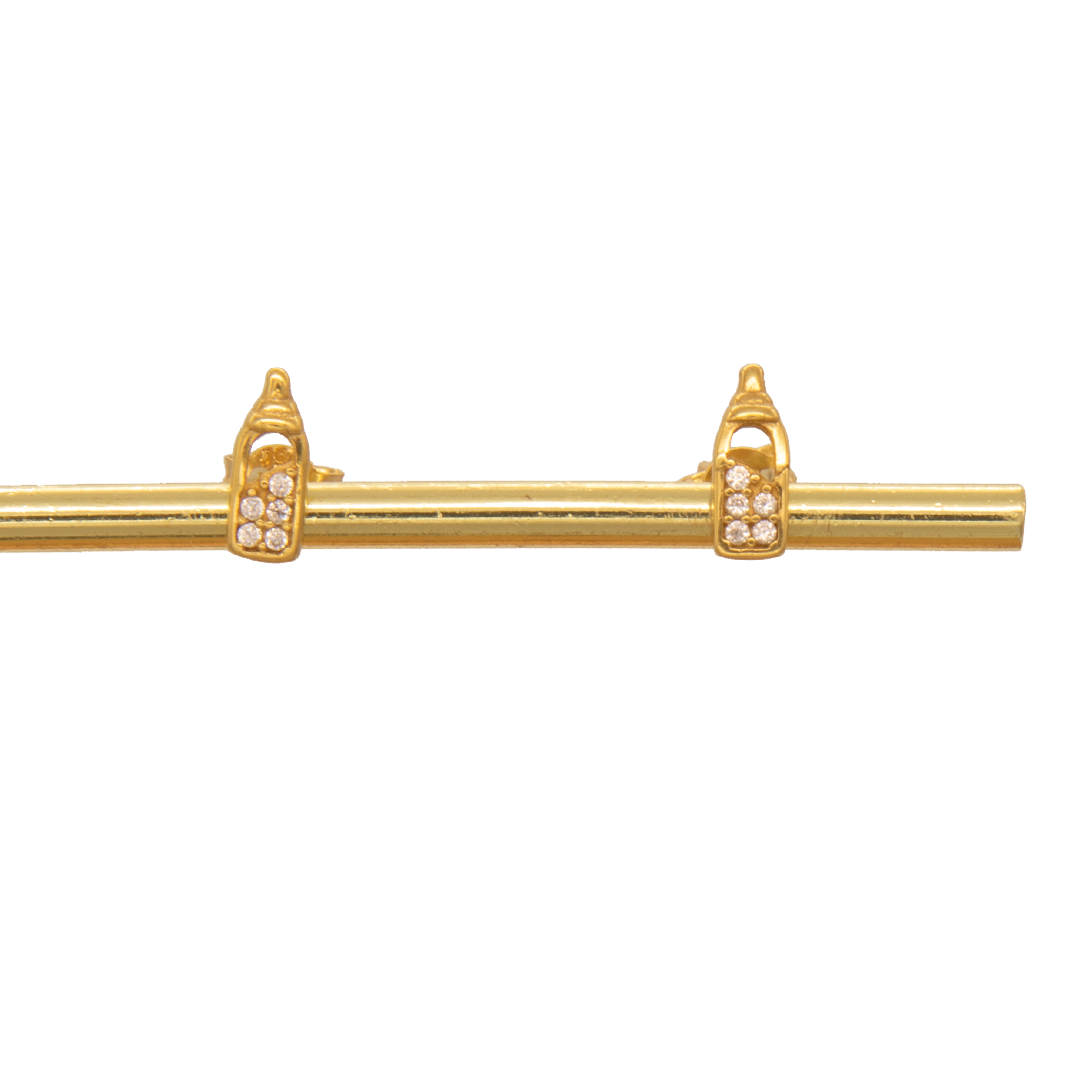 Gold 18KT Pave Diamond Stud Earrings