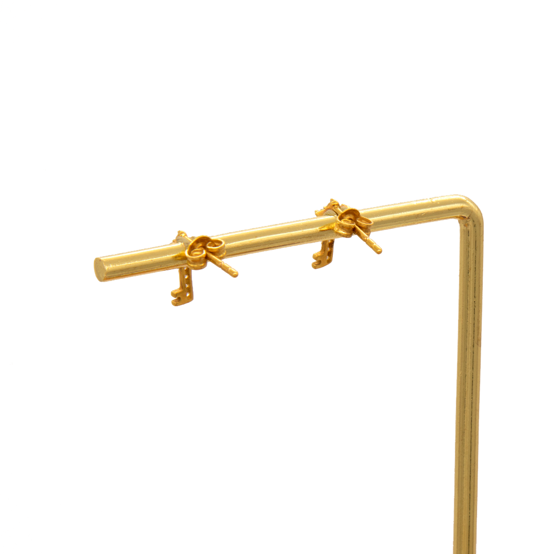 Gold 18KT Key-Shaped Diamond Stud Earrings