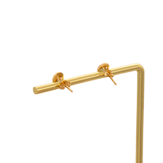 Gold 18KT Pave Ball Stud Earrings