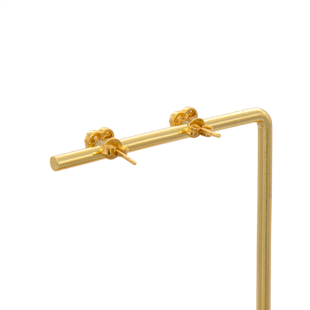 Gold 18KT Heart Diamond Stud Earrings