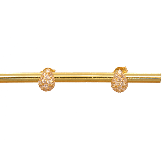 Gold 18KT Teardrop Pave Diamond Stud Earrings