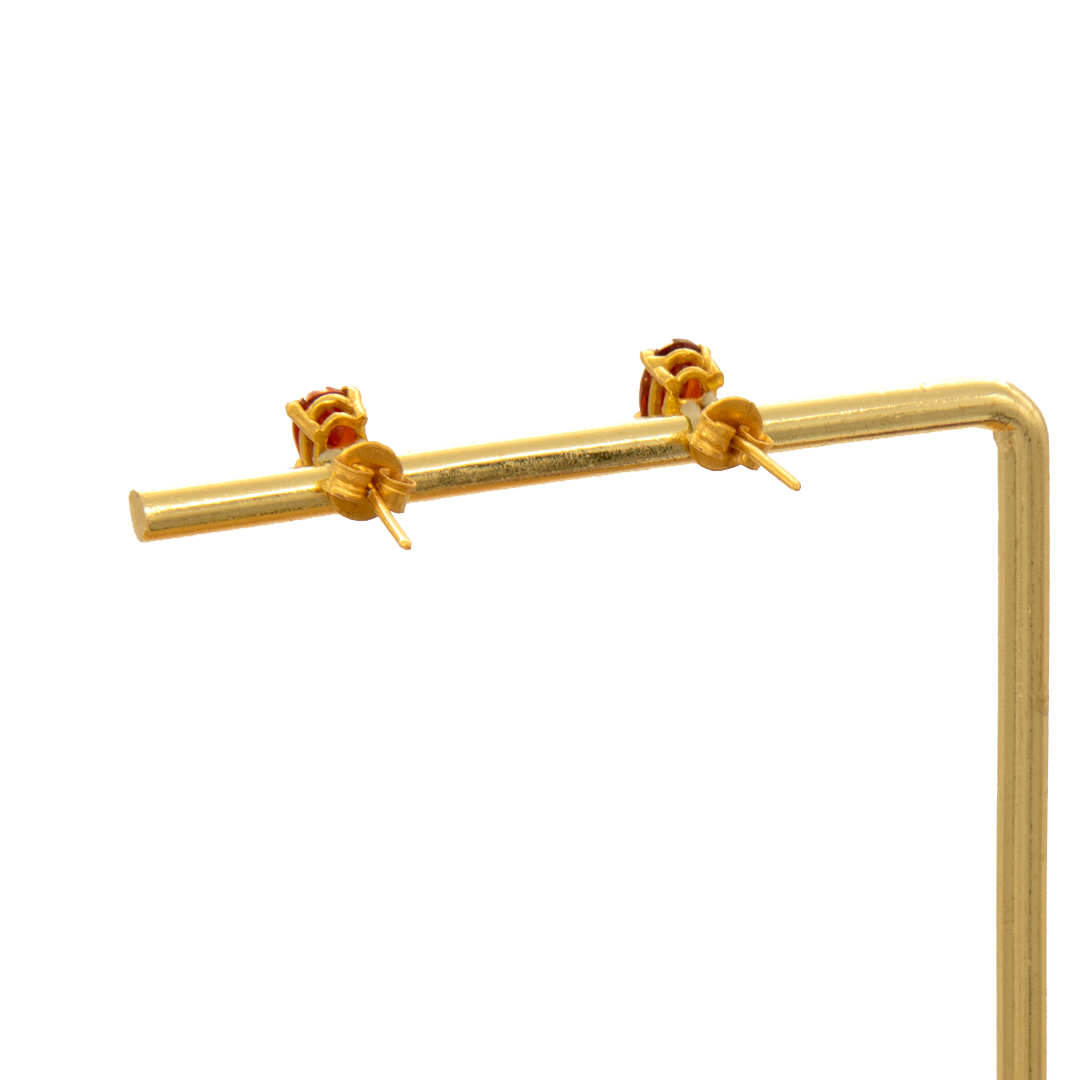 Gold 18KT Red Stone Stud Earrings