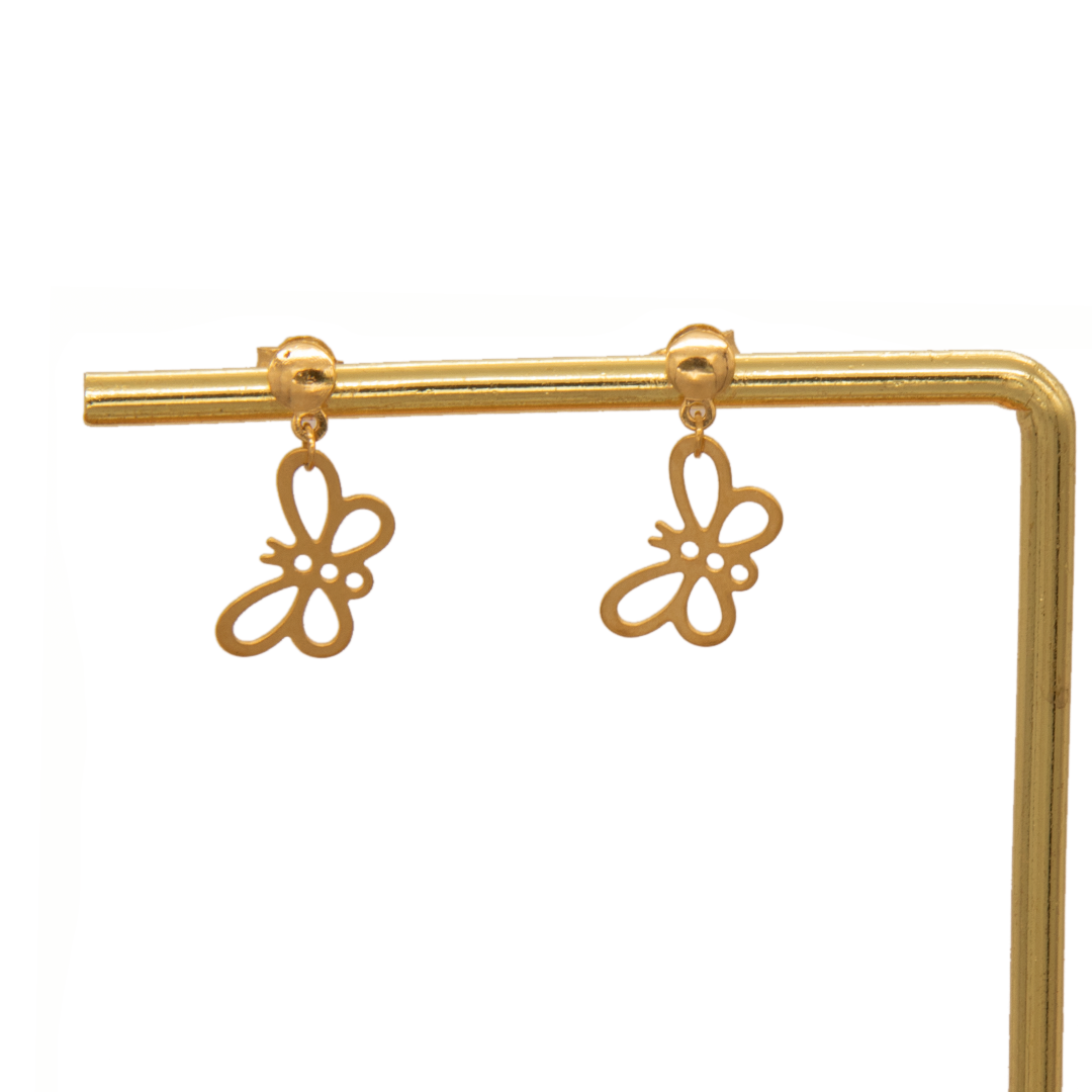 Gold 18KT Butterfly Drop Earrings