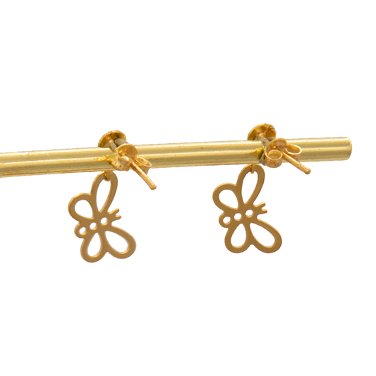 Gold 18KT Butterfly Drop Earrings