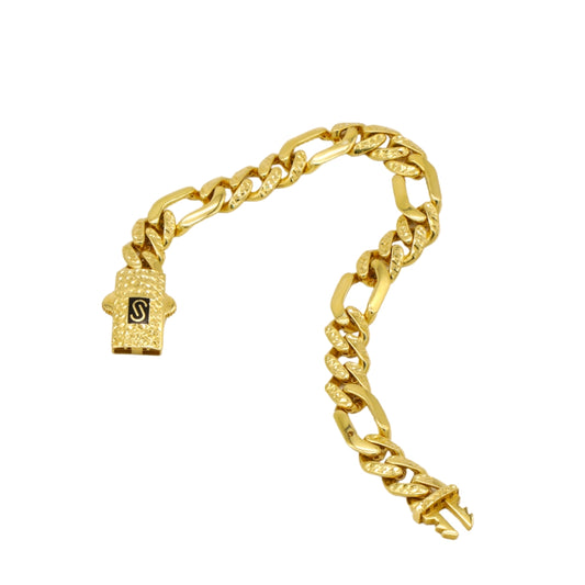 Gold 18KT 7.5 Inches Textured Cuban Link Bracelet