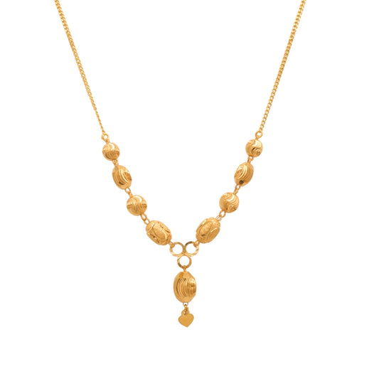 Gold 21KT 18 Inches Oval Beads Shaped Necklace