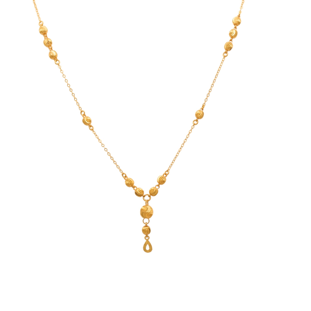 Gold 21KT 20 Inches Beaded Drop Necklace