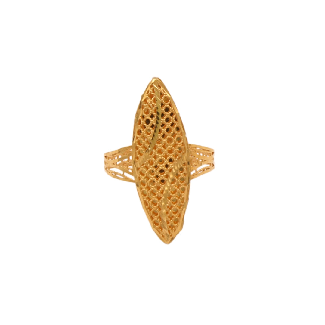 Gold 21KT Mesh Pattern Long Ring