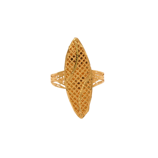 Gold 21KT Mesh Pattern Long Ring