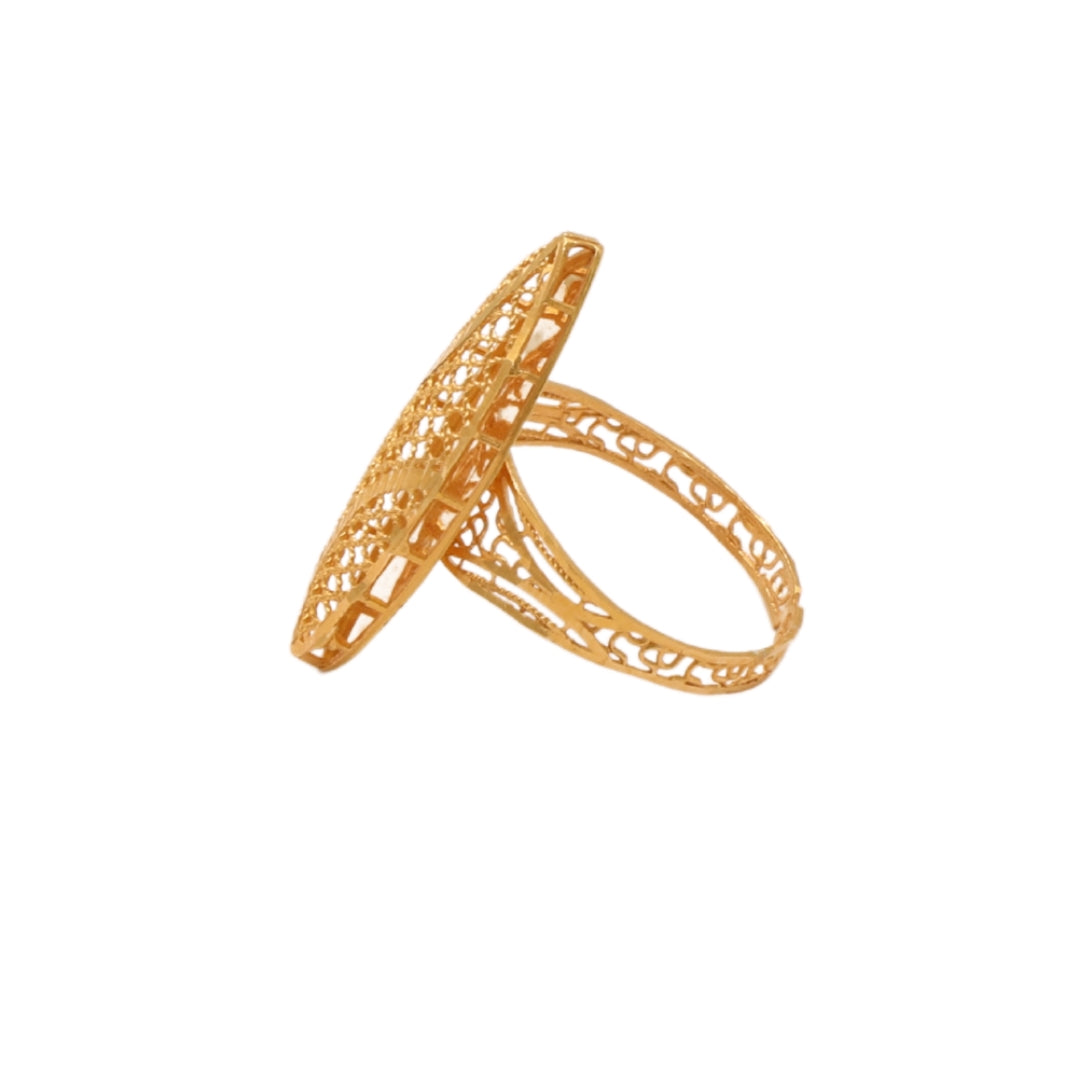 Gold 21KT Mesh Pattern Long Ring