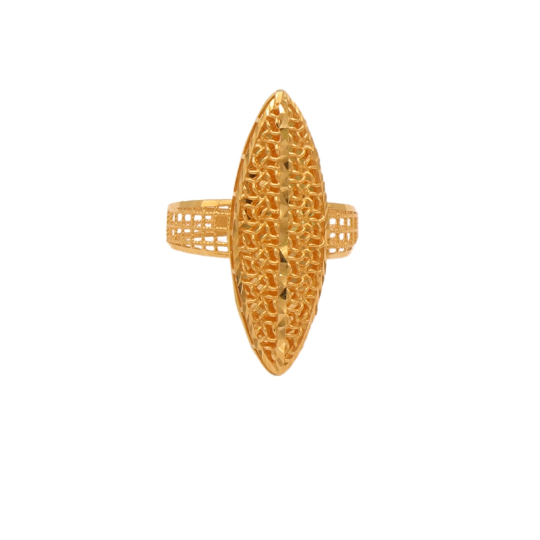 Gold 21KT Rectilinear Filigree Long Ring