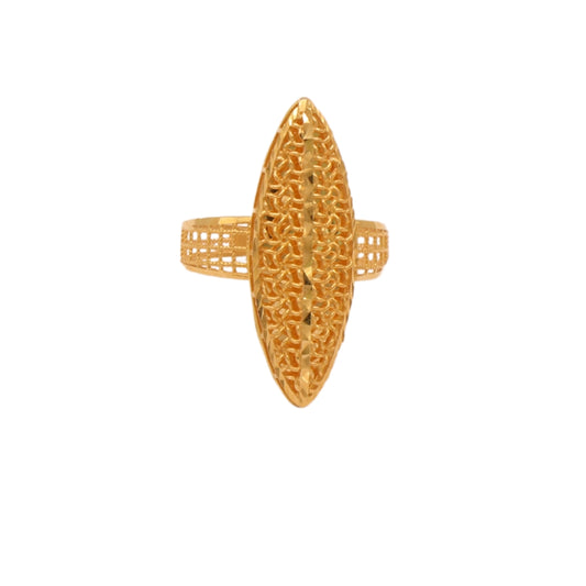 Gold 21KT Rectilinear Filigree Long Ring
