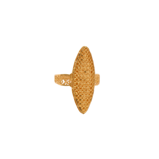 Gold 21KT Honeycomb Pattern Long Ring