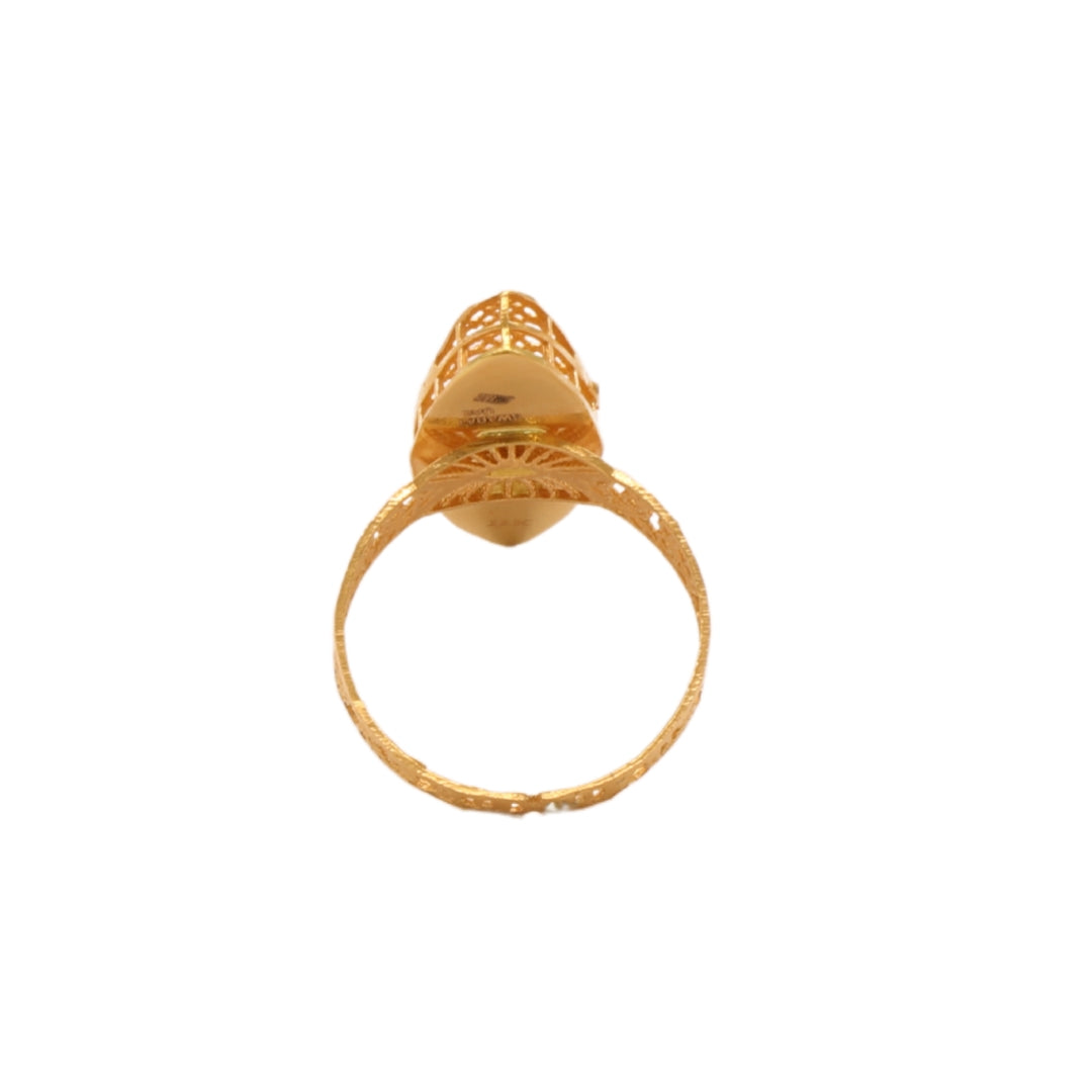 Gold 21KT Honeycomb Pattern Long Ring