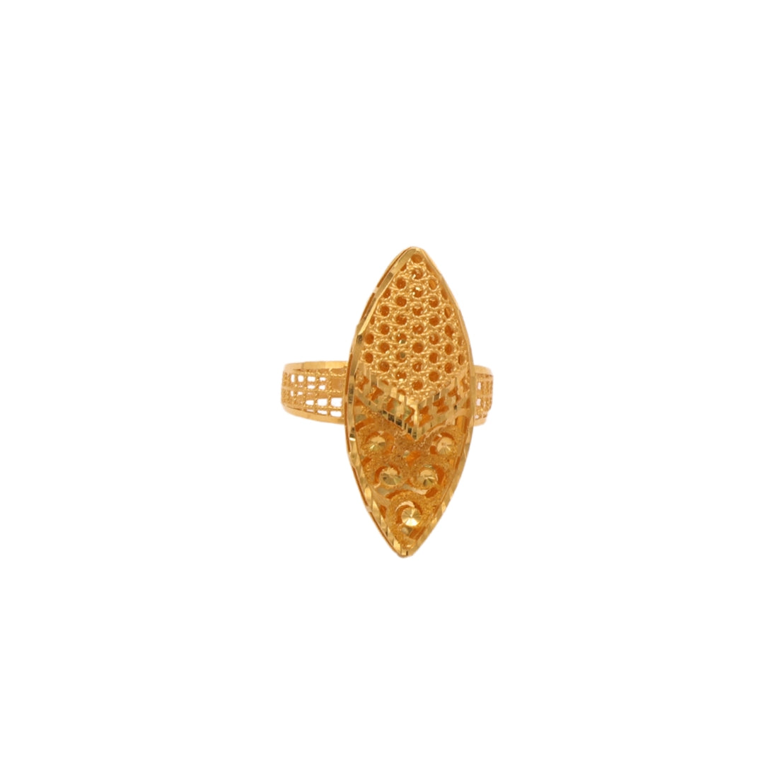 Gold 21KT Dual Pattern Long Ring
