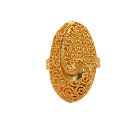 Gold 21KT Filigree Oval Design Ring