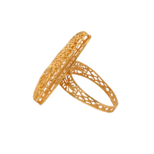 Gold 21KT Filigree Oval Design Ring