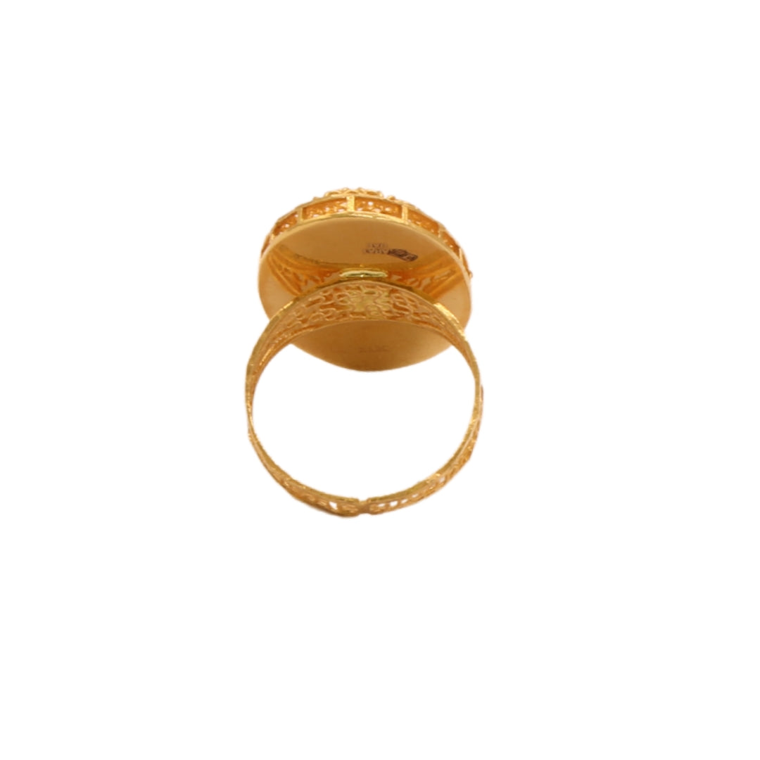 Gold 21KT Textured Oval Design Ring