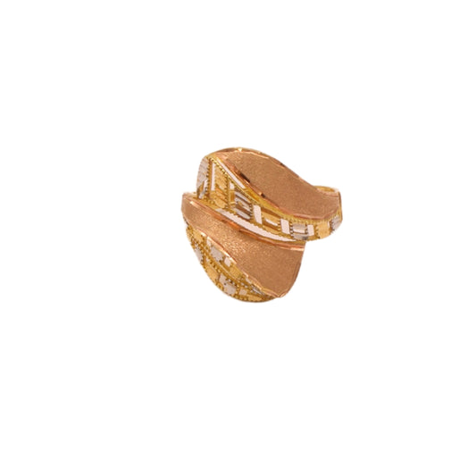 Gold 21KT Matte Spiral Texture Ring