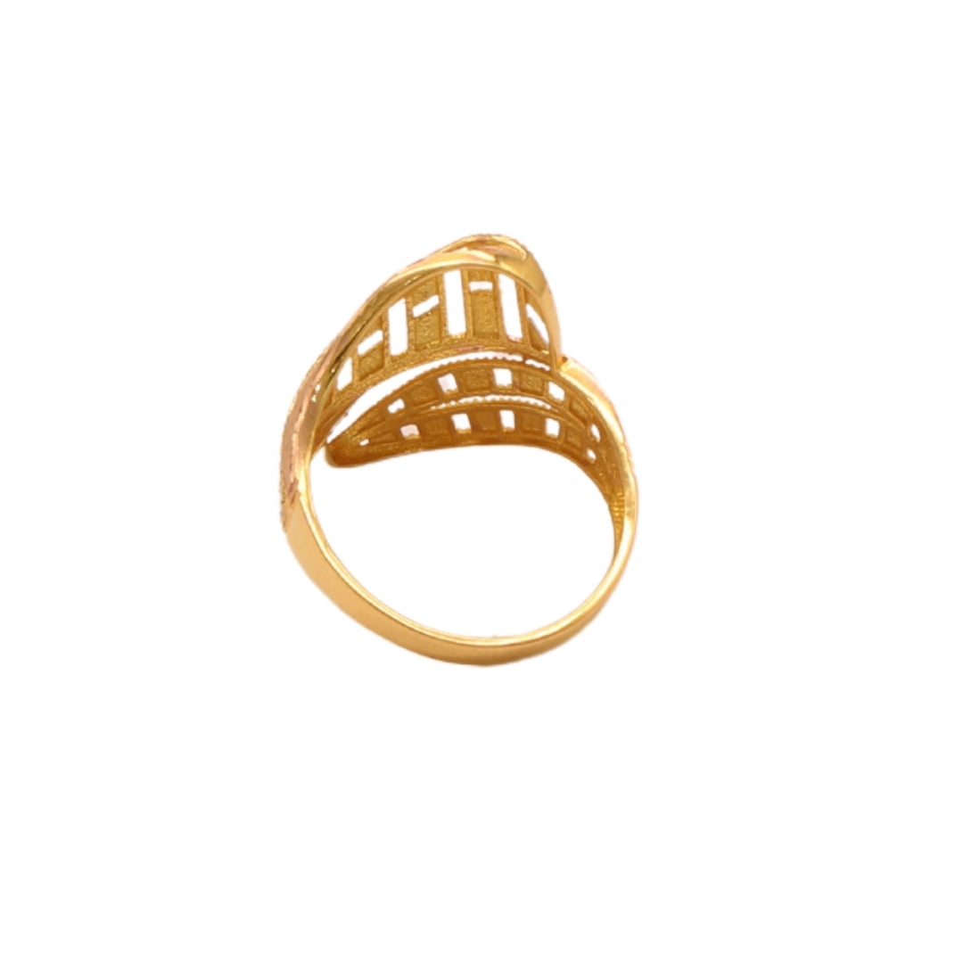 Gold 21KT Matte Spiral Texture Ring