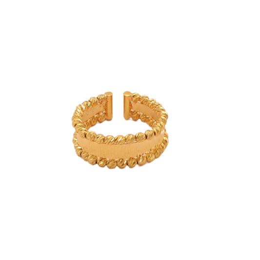 Gold 21KT Textured Dual-Band Adjustable Ring