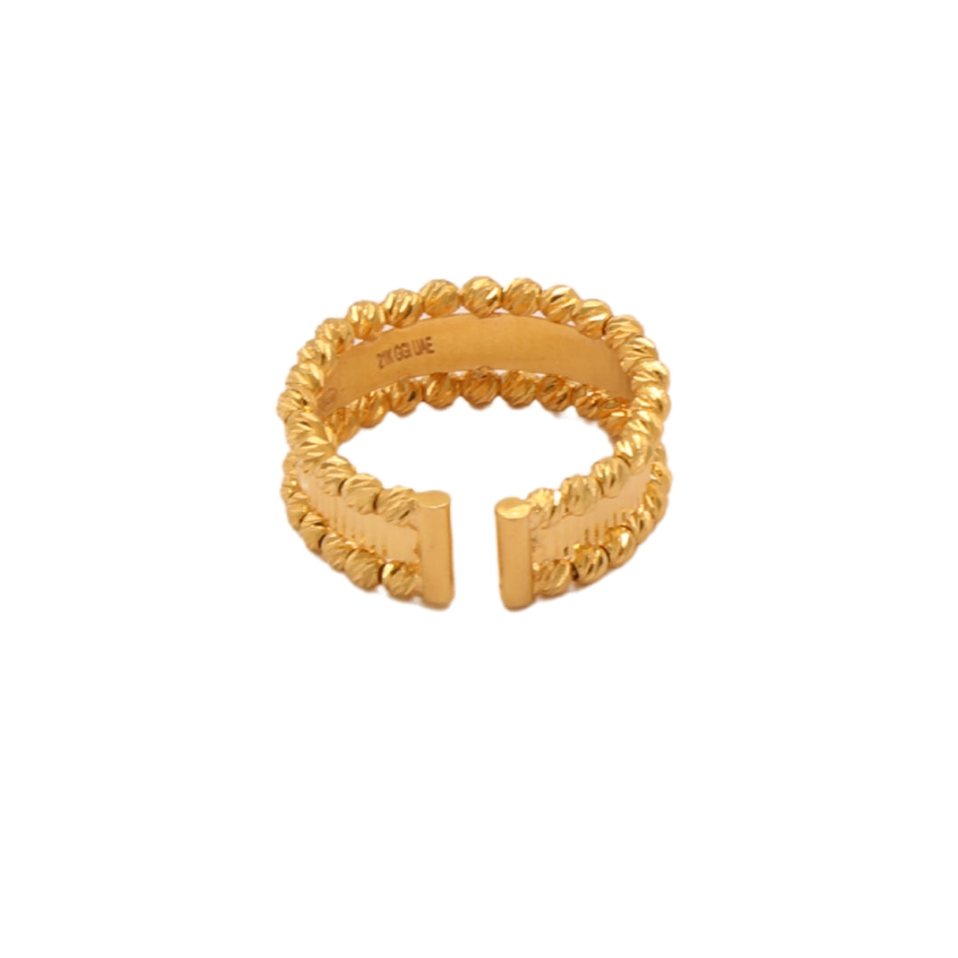 Gold 21KT Textured Dual-Band Adjustable Ring