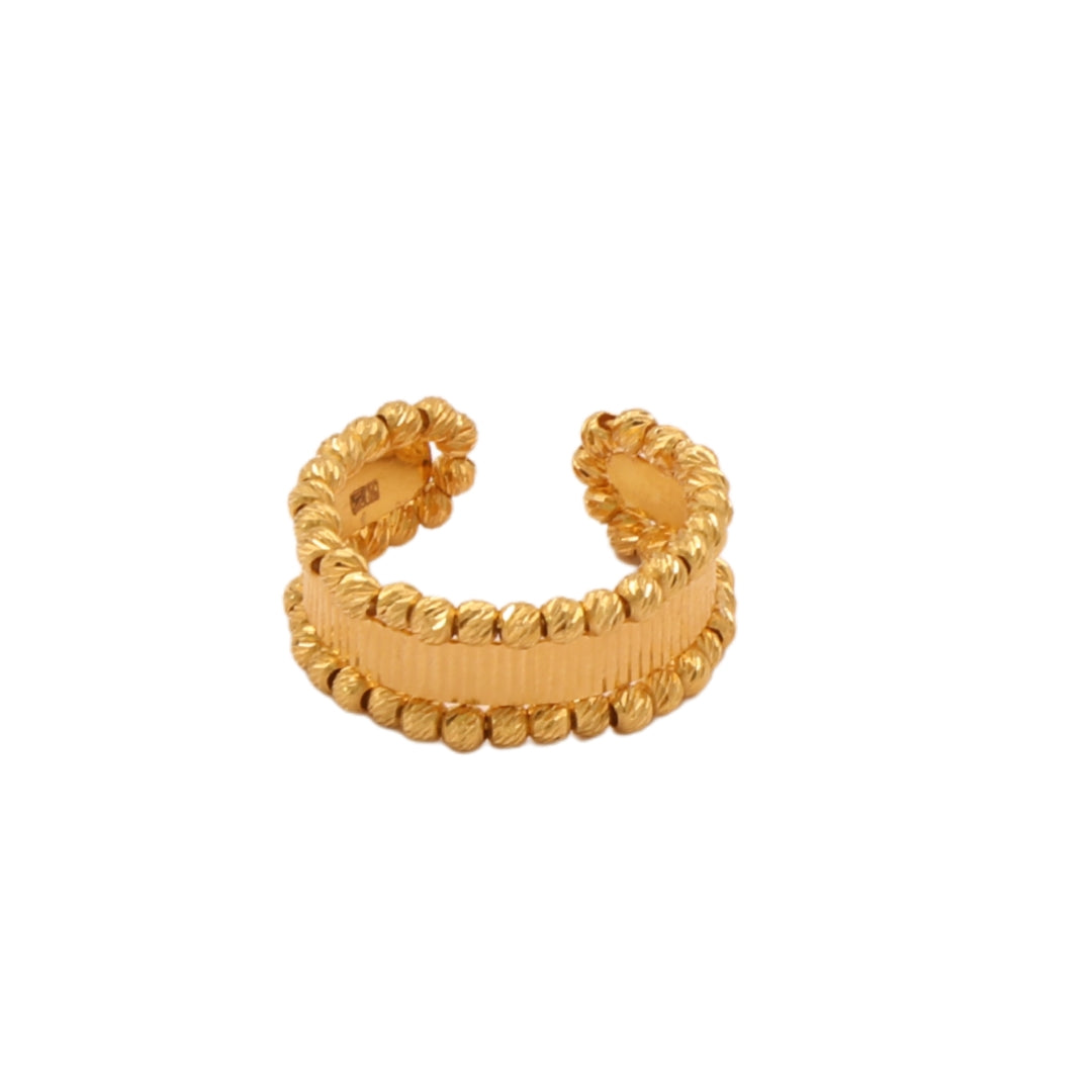 Gold 21KT Adjustable Rope-Edged Ring