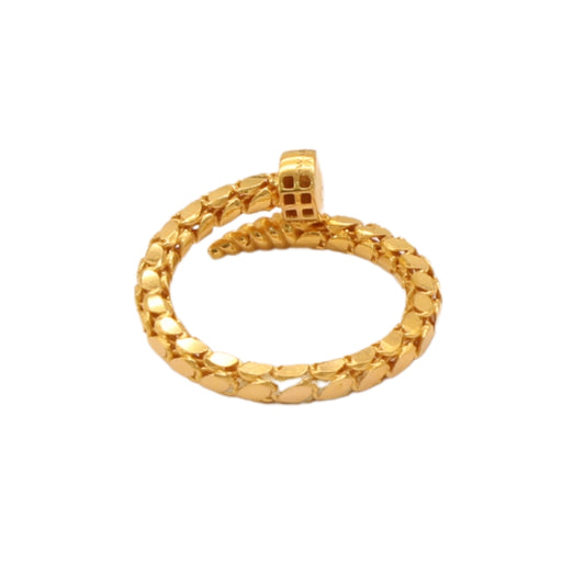 Gold 21KT Adjustable Nail-Inspired Textured Ring
