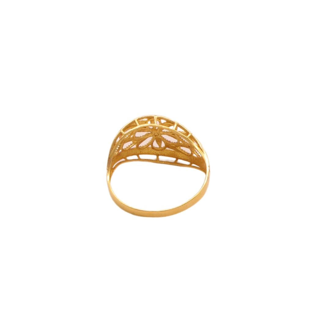 Gold 21KT Floral Cutwork Lightweight Ring