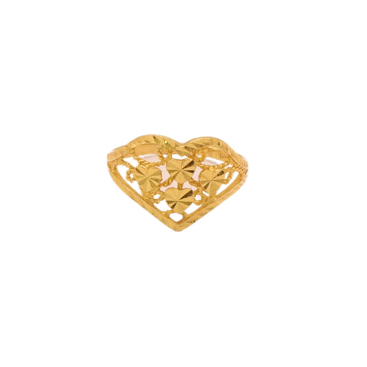 Gold 21KT Heart Shaped Floral Cut Ring