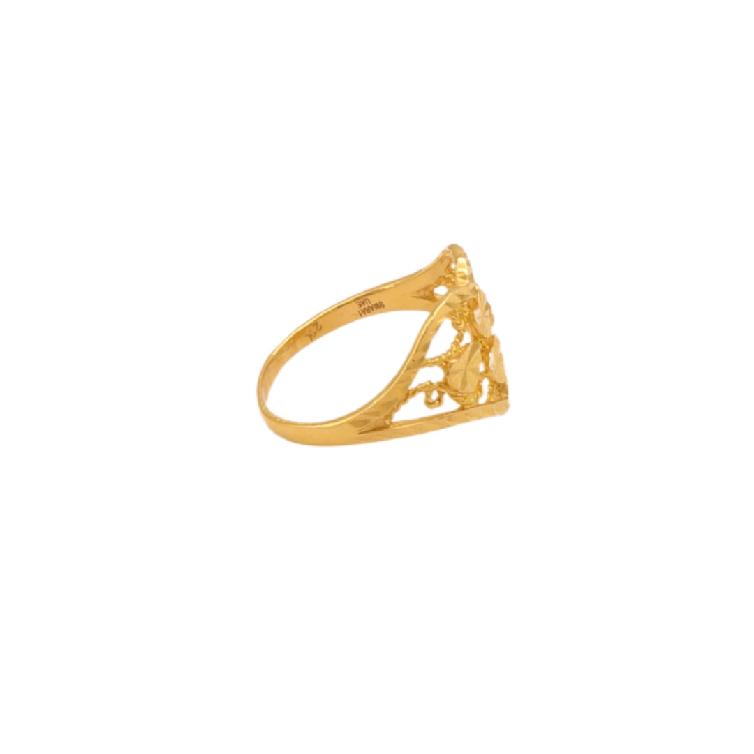 Gold 21KT Heart Shaped Floral Cut Ring