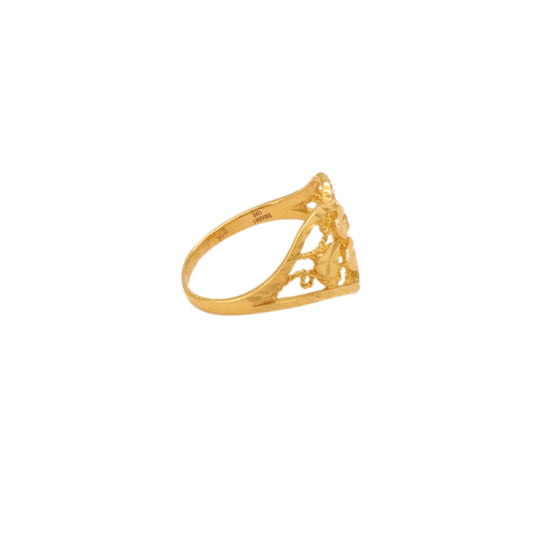 Gold 21KT Heart Shaped Floral Cut Ring