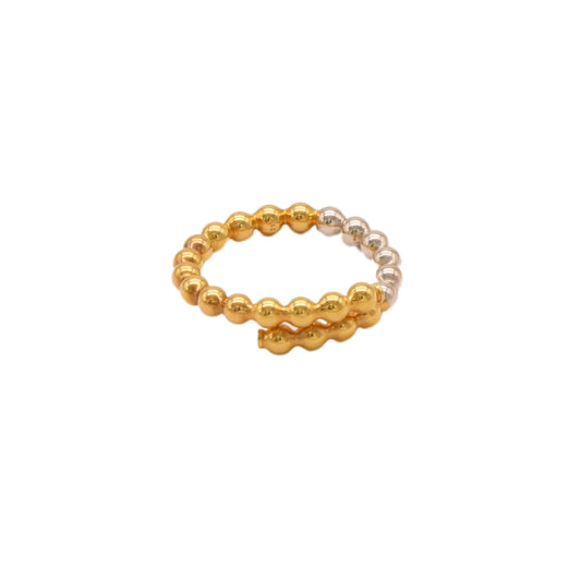Gold 21KT Two-Tone Adjustable Ball Ring